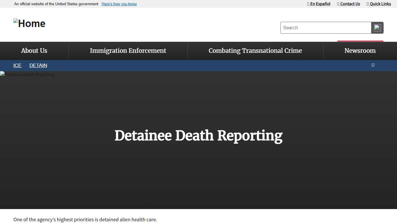 Detainee Death Reporting | ICE